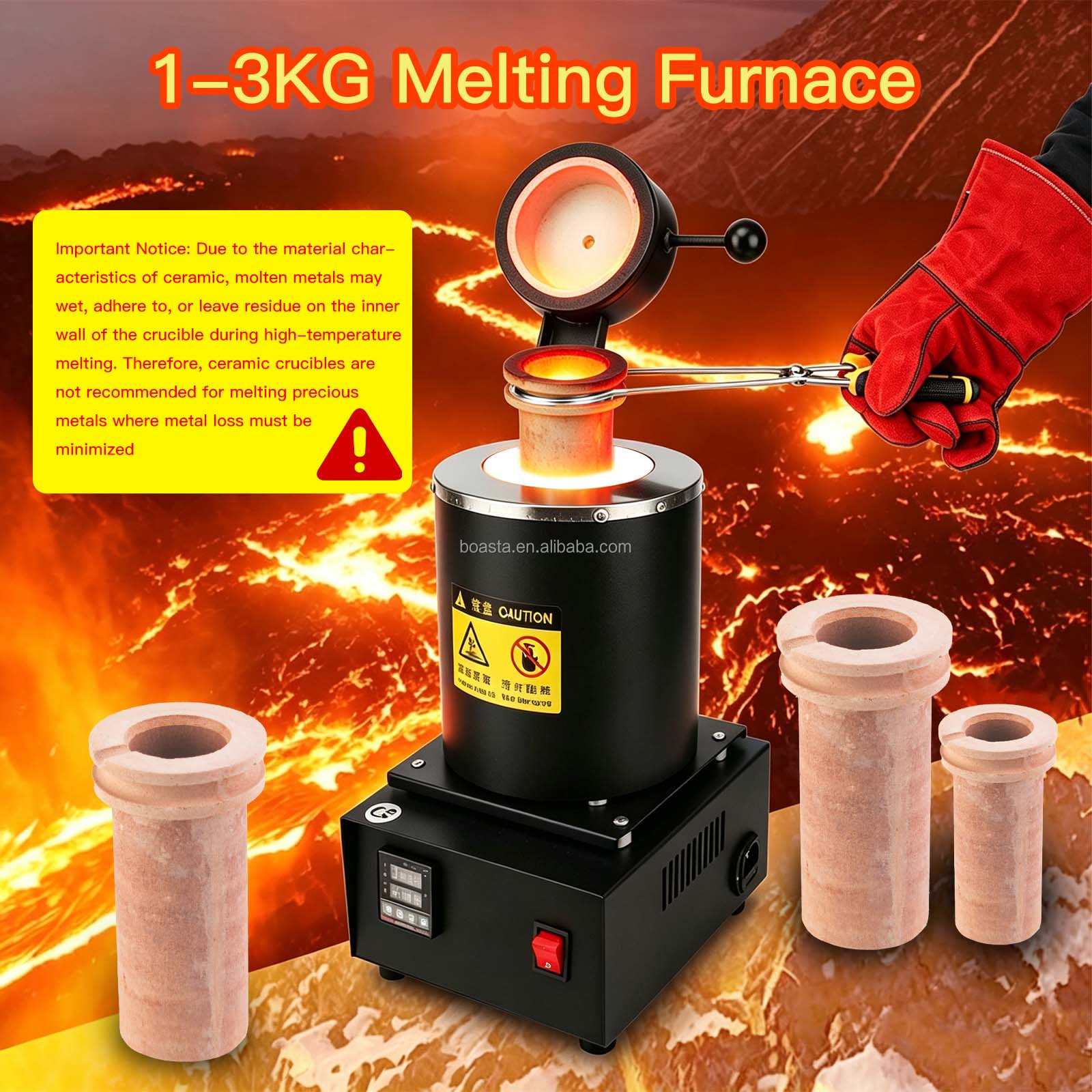 Boasta 1KG 2KG 3KG Digital Met - Gold Melting Furnace Crucible 2Kg recension och pris