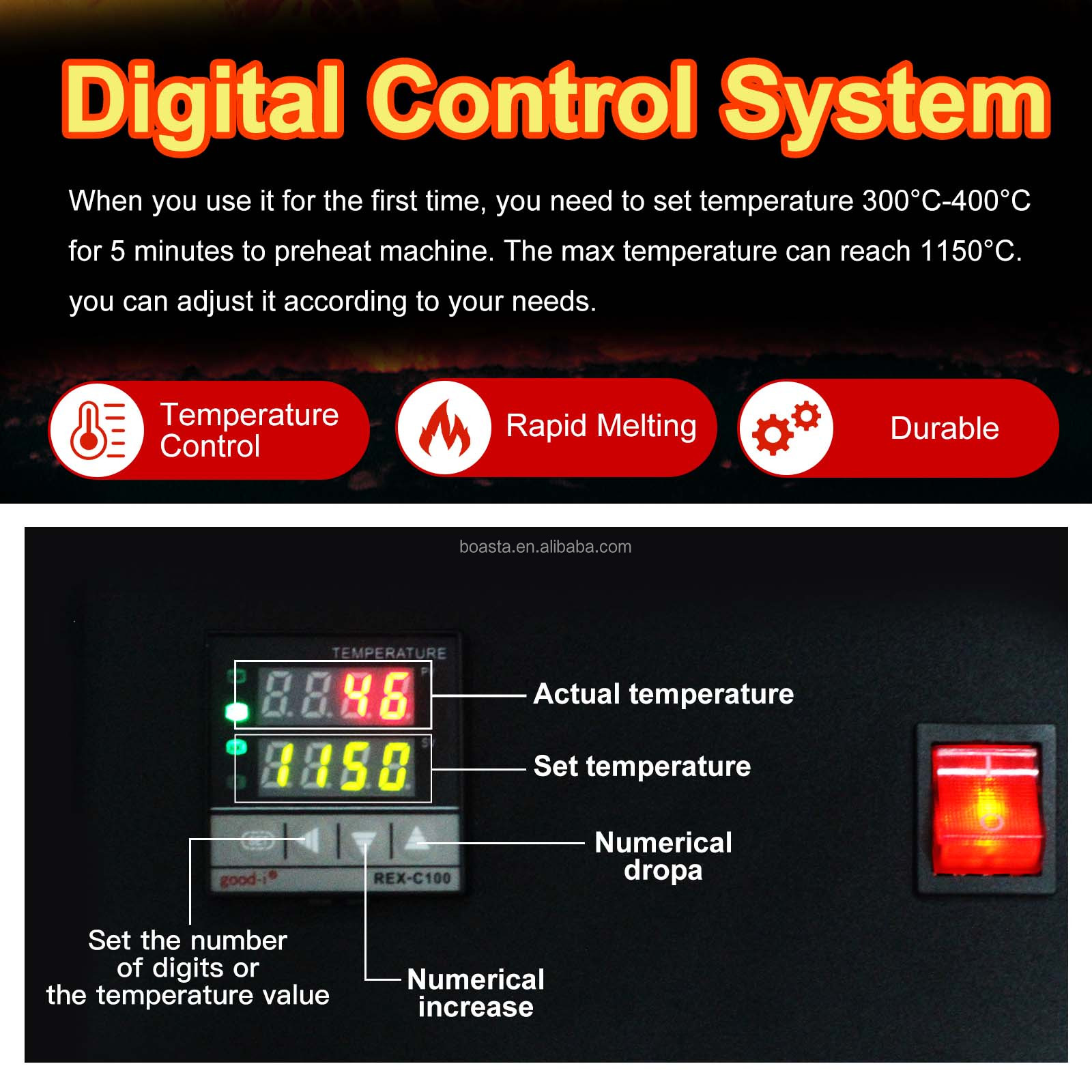 Boasta 1KG 2KG 3KG Digital Met - Gold Melting Furnace Crucible 2Kg recension och pris