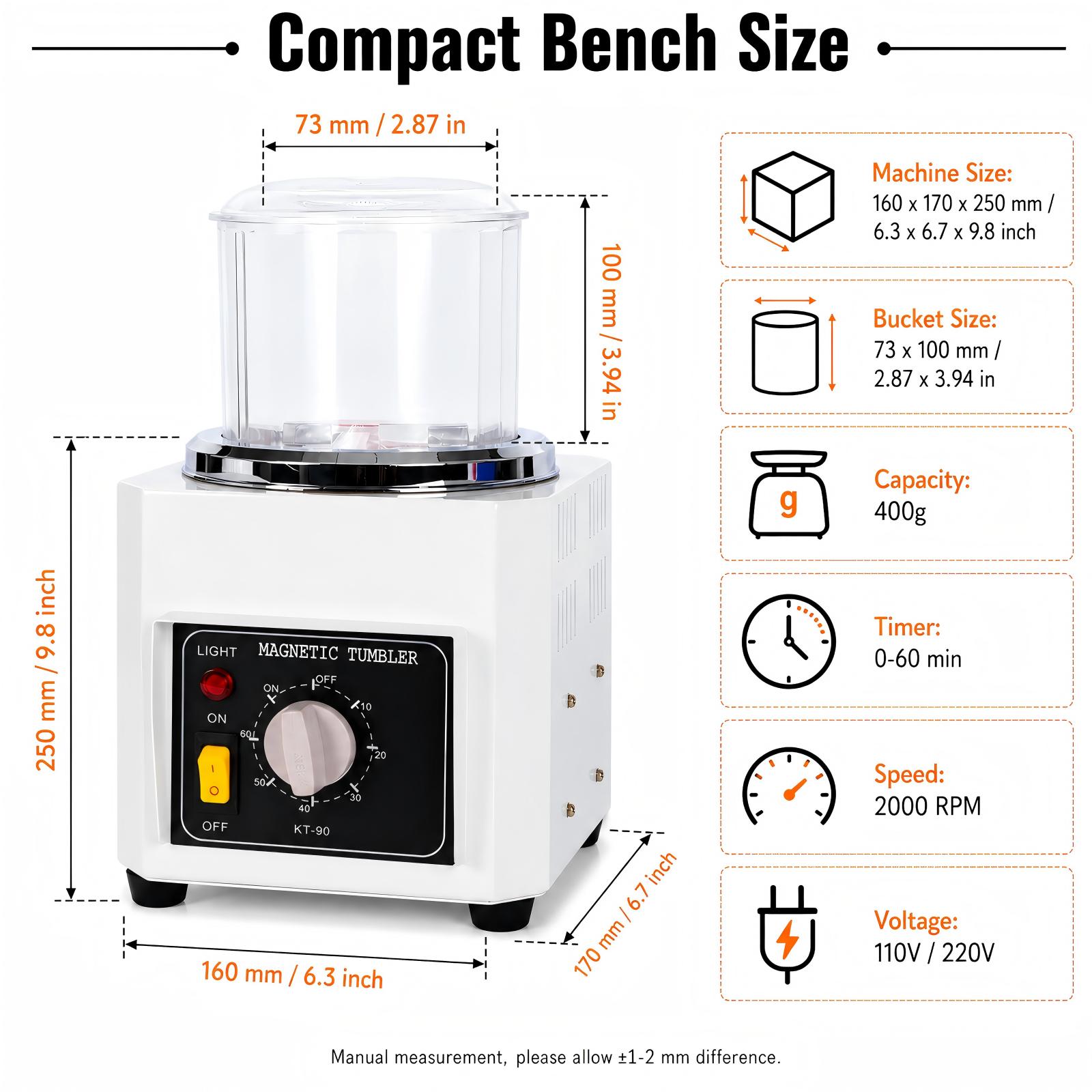 AHT KT90 Magnetic Tumbler Poli - Jewelry Magnetic Tumbler Polisher Pin recension och pris