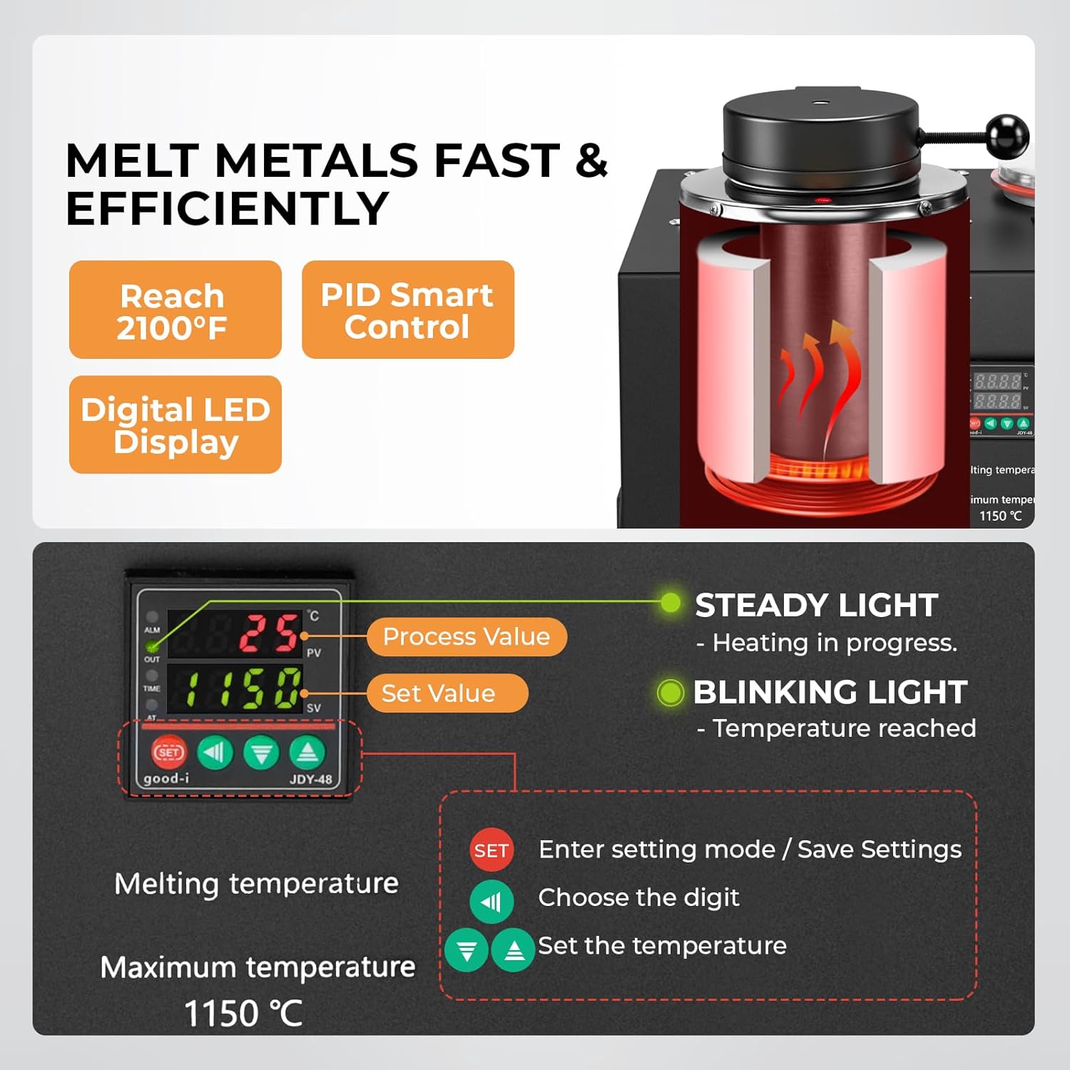 Kinway 3-in-1 Vacuum Casting M - Gold Melting Furnace Crucible 2Kg recension och pris