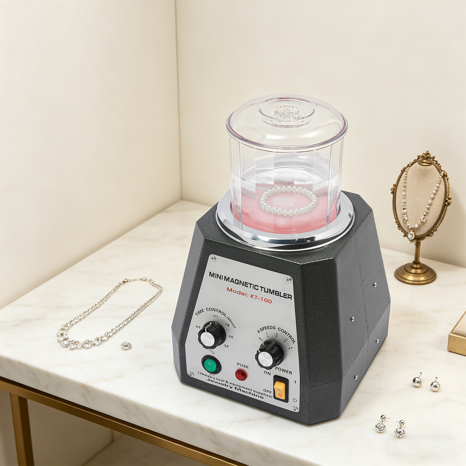 110V 0.2KW KT-100 Magnetic Tum - Jewelry Magnetic Tumbler Polisher Pin recension och pris