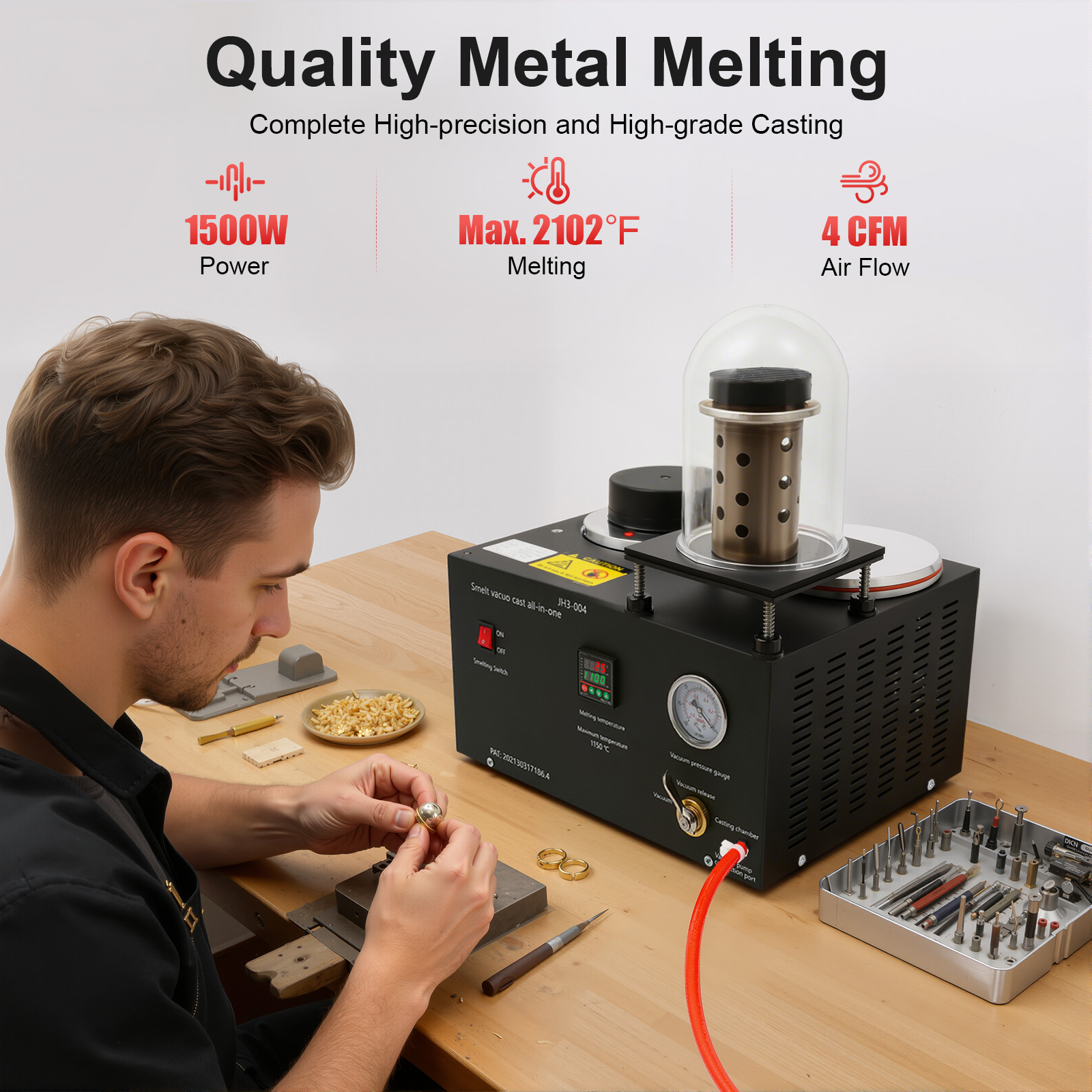 Vacuum Casting Machine 1500W,  - Gold Melting Furnace Crucible 2Kg recension och pris